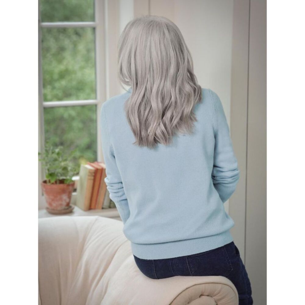 WoolOvers Womens/Ladies Classic Lambswool V Neck Sweater / Frost Blue